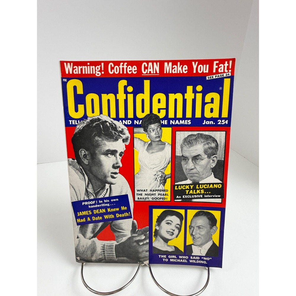 Vintage Confidential Magazine January 1958 James Dean Lucky Luciano Hollywood